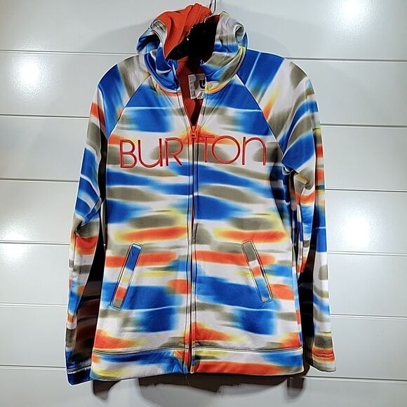 BURTON MULTI COLOR ZIP UP HOODIE FLEECE JACKET - Picture 1 of 5